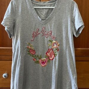 Gray and Pink Graphic Short Sleeve Tee